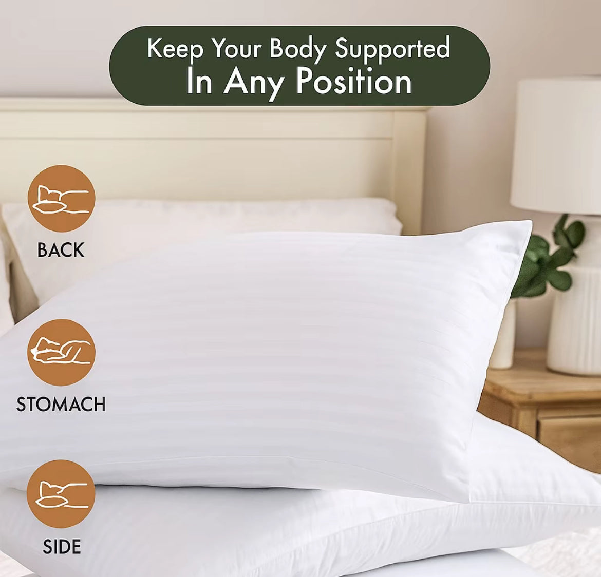 Stripe pillow extra filled hotel quailty