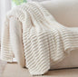 Ultra-Soft Faux Fur Ribbed Fleece Throw Blanket in Double/King Size for Cozy Home Comfort
