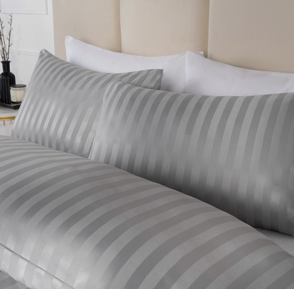 Grey luxury stripe 4 piece bedding set