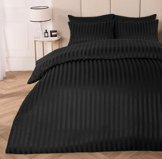 Black luxury stripe 4 piece bedding set