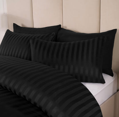 Black luxury stripe 4 piece bedding set