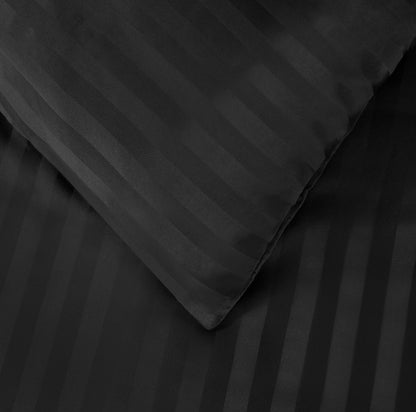 Black luxury stripe 4 piece bedding set